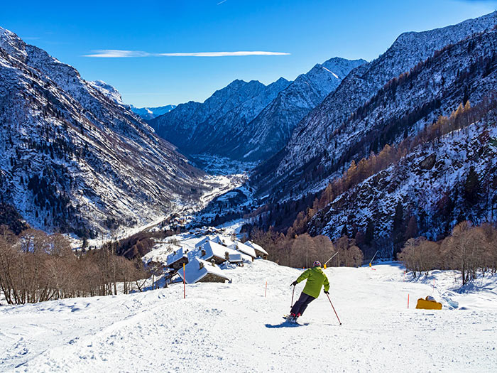 Skigebiet Alagna Valsesia im Piemont